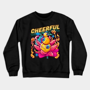 Cheerful Eyes and Red Flower Crewneck Sweatshirt